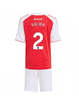 Arsenal William Saliba #2 Dječji Domaci Dres kompleti 2025-26 Kratak Rukavima (+ kratke hlače)